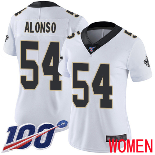 New Orleans Saints Limited White Women Kiko Alonso Road Jersey NFL Football #54 100th Season Vapor Untouchable Jersey